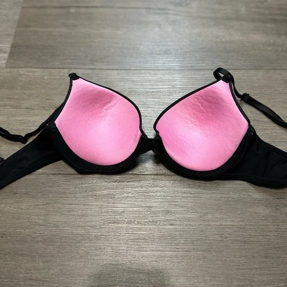 Black Pink Victorious Secret push up bra size 32B - Picture 3 of 3